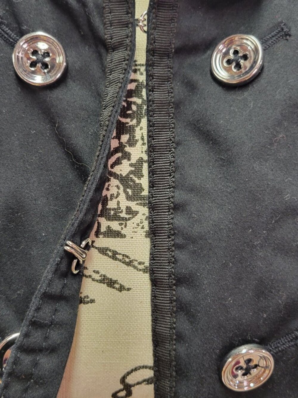 White House Black Market Black Military Jacket Size 14 Silver Buttons - Picture 10 of 12